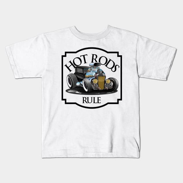 Hot Rods Rule Kids T-Shirt by Wilcox PhotoArt